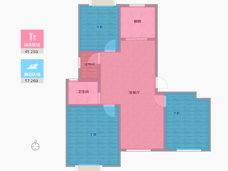 江苏省-扬州市-京华青庭-111.01-户型库-动静分区