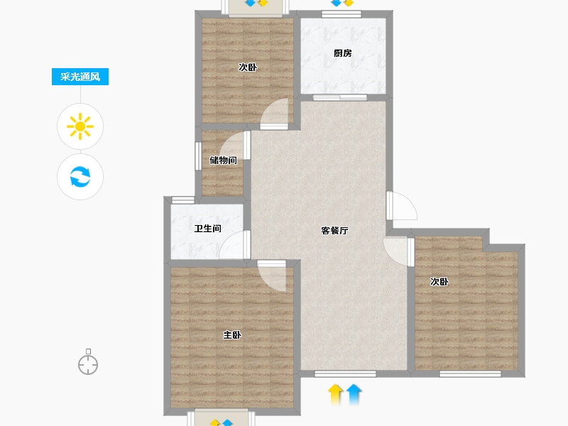 江苏省-扬州市-京华青庭-111.01-户型库-采光通风