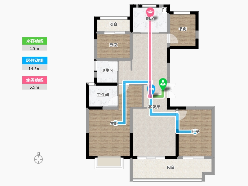 福建省-莆田市-滨海·南城府-103.68-户型库-动静线