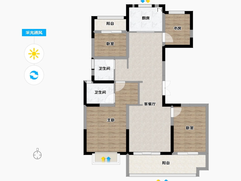 福建省-莆田市-滨海·南城府-103.68-户型库-采光通风