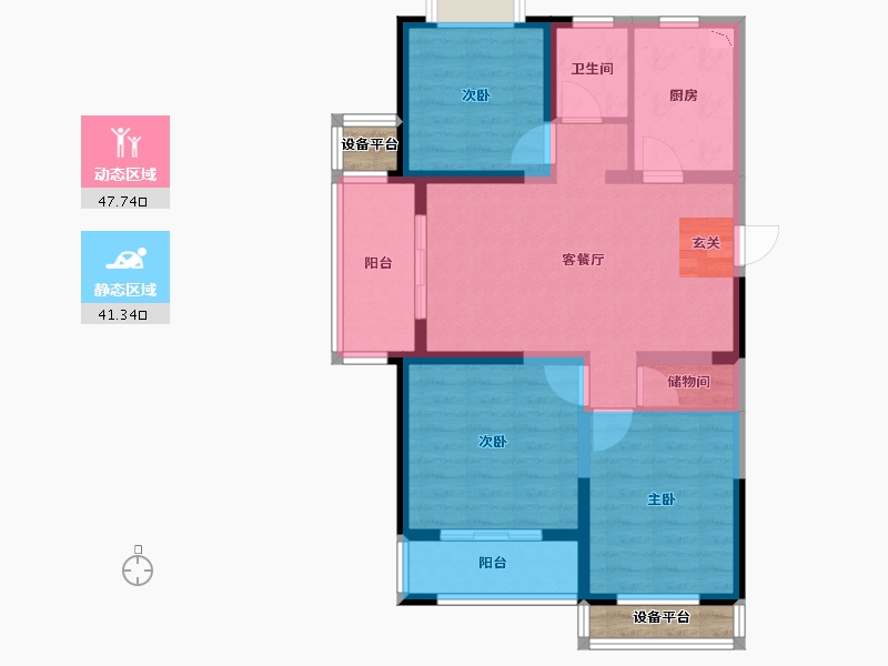 江苏省-常州市-7区上东住宅-82.00-户型库-动静分区