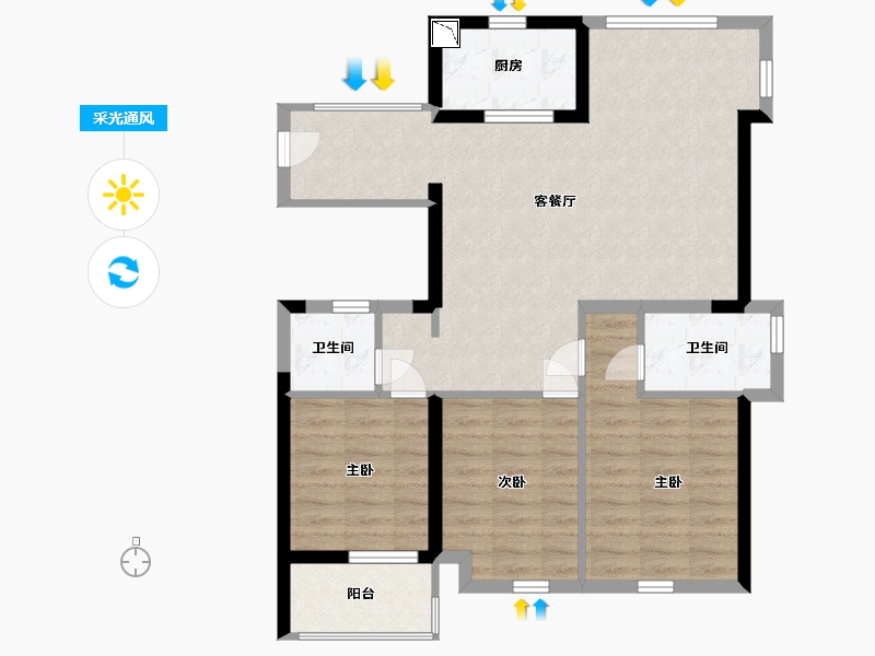 福建省-宁德市-三盛·璞悦山河-85.00-户型库-采光通风