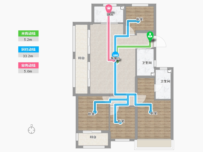 浙江省-金华市-中天东方诚品-104.00-户型库-动静线