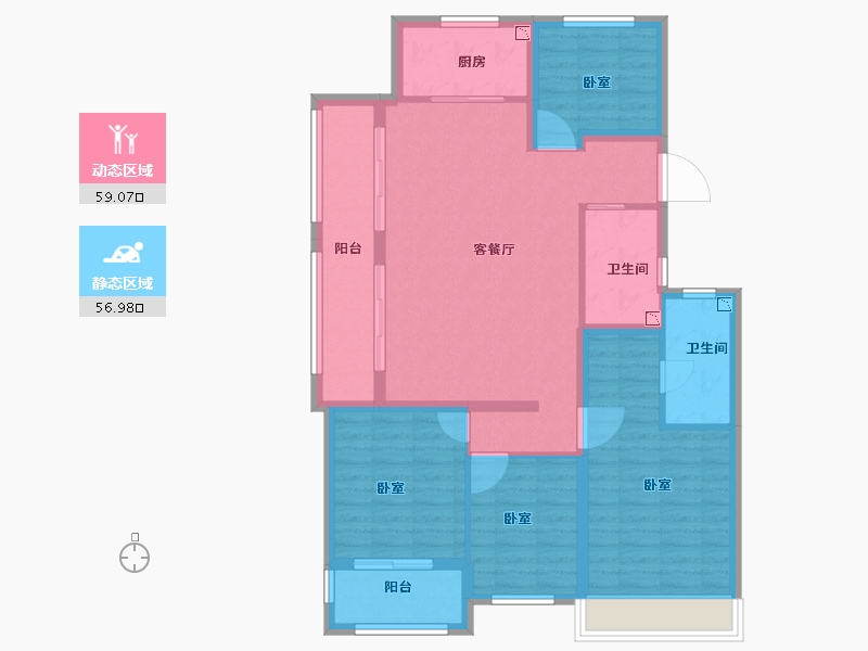 浙江省-金华市-中天东方诚品-104.00-户型库-动静分区