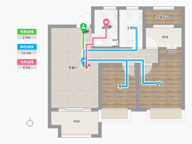 安徽省-合肥市-文一陶冲湖城市广场-71.90-户型库-动静线