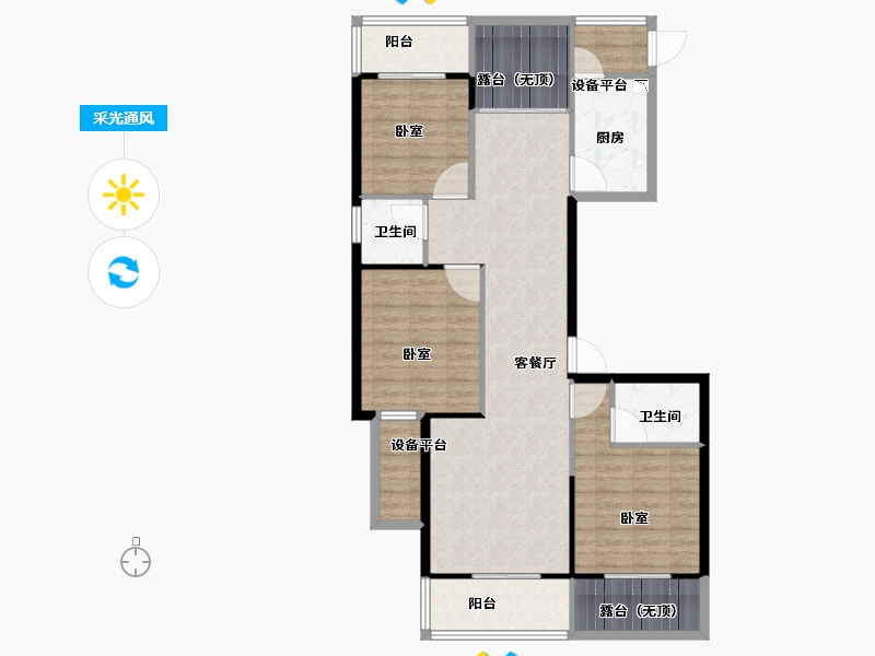 浙江省-丽水市-欧景·香榭公馆-106.00-户型库-采光通风