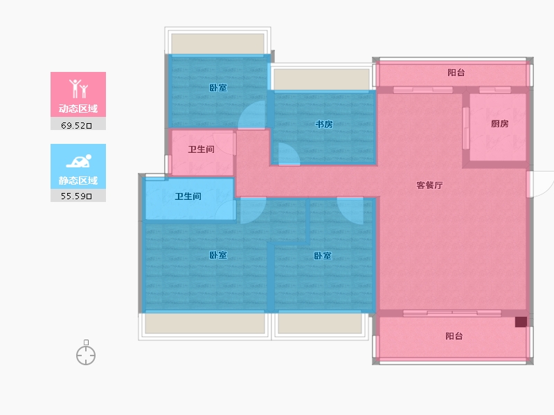 浙江省-绍兴市-嵊州碧桂园江湾1号-113.00-户型库-动静分区