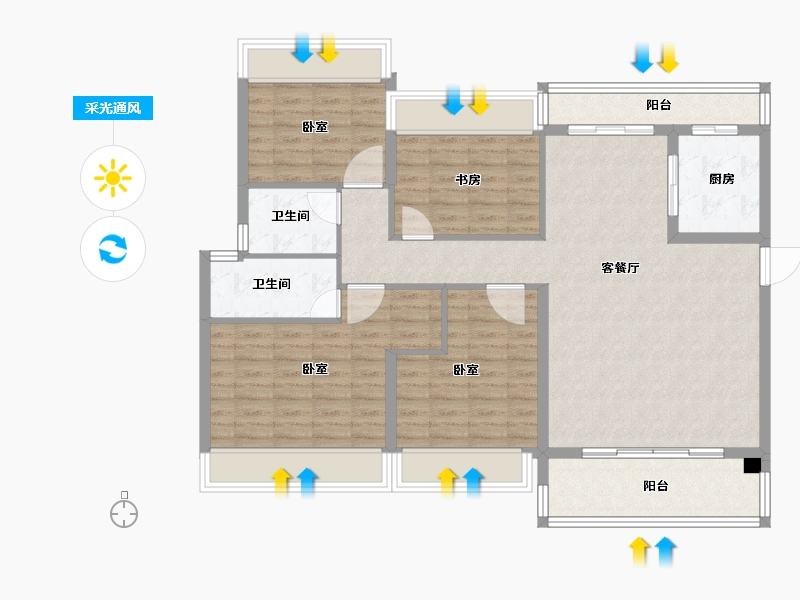 浙江省-绍兴市-嵊州碧桂园江湾1号-113.00-户型库-采光通风