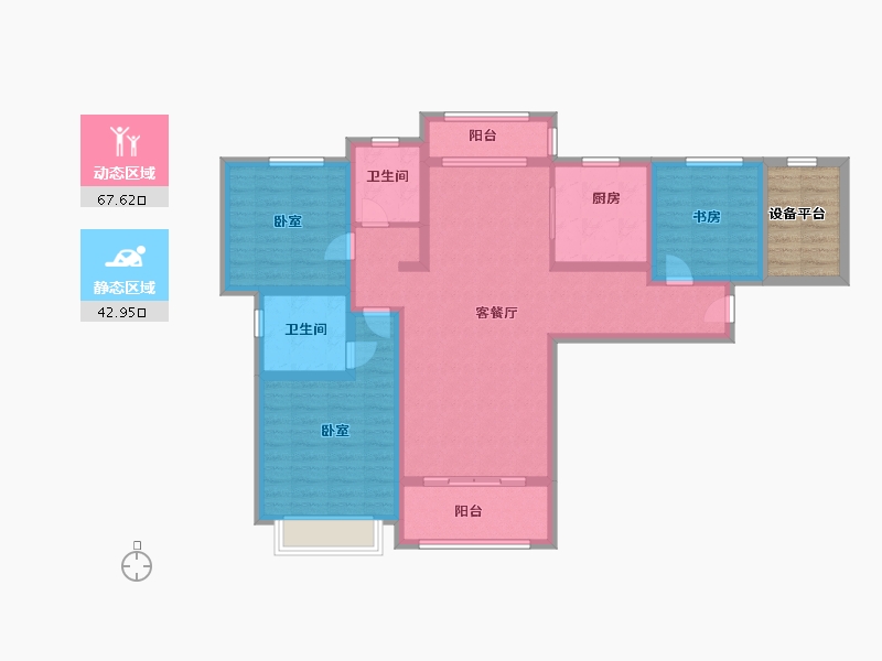 宁夏回族自治区-银川市-颐和香醍湾-103.00-户型库-动静分区