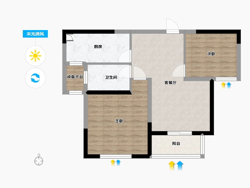 江苏省-淮安市-新玖城君悦澜湾-68.00-户型库-采光通风