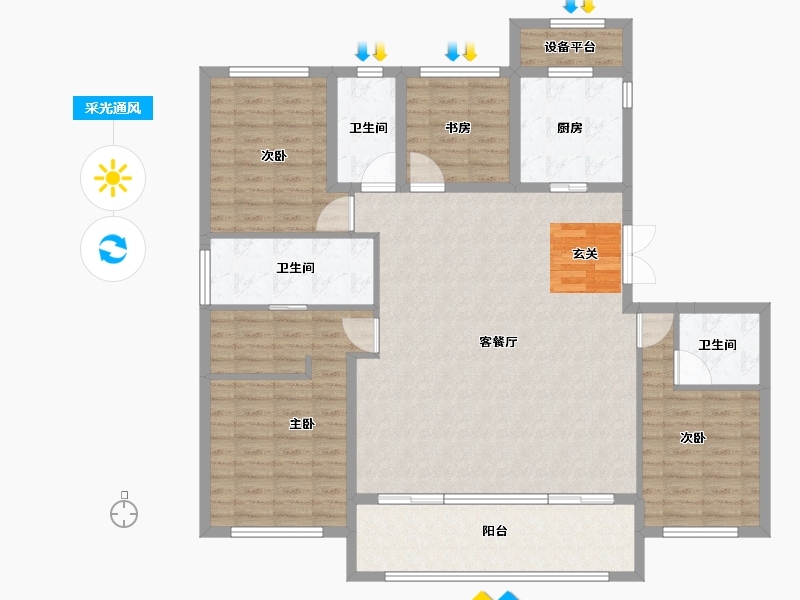 江苏省-常州市-路劲铂隽-133.99-户型库-采光通风