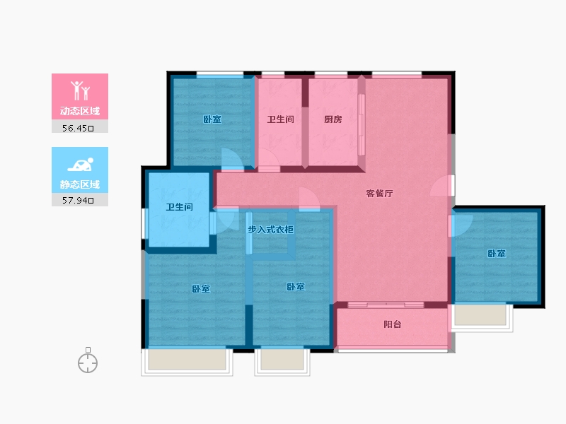 浙江省-宁波市-印东方-100.76-户型库-动静分区