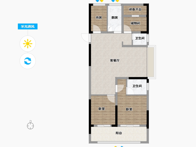 安徽省-合肥市-高速·时代公馆-104.00-户型库-采光通风