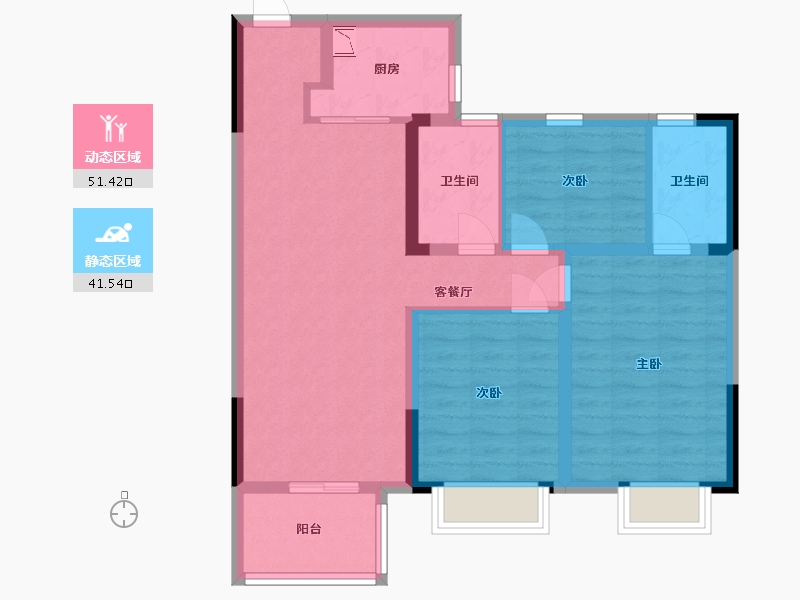 江苏省-淮安市-蓝光珑熹城-82.40-户型库-动静分区