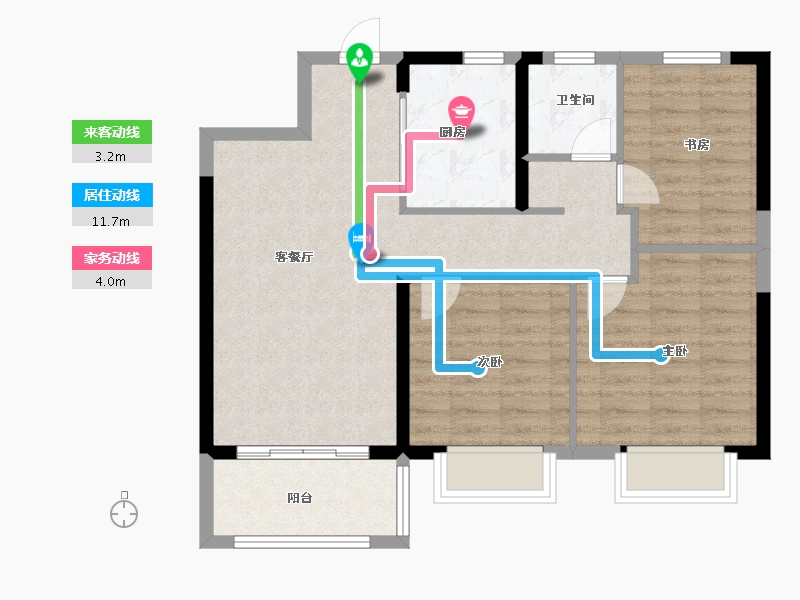 江苏省-徐州市-美的·公园天下-76.00-户型库-动静线