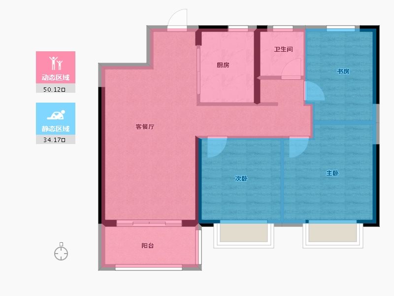 江苏省-徐州市-美的·公园天下-76.00-户型库-动静分区