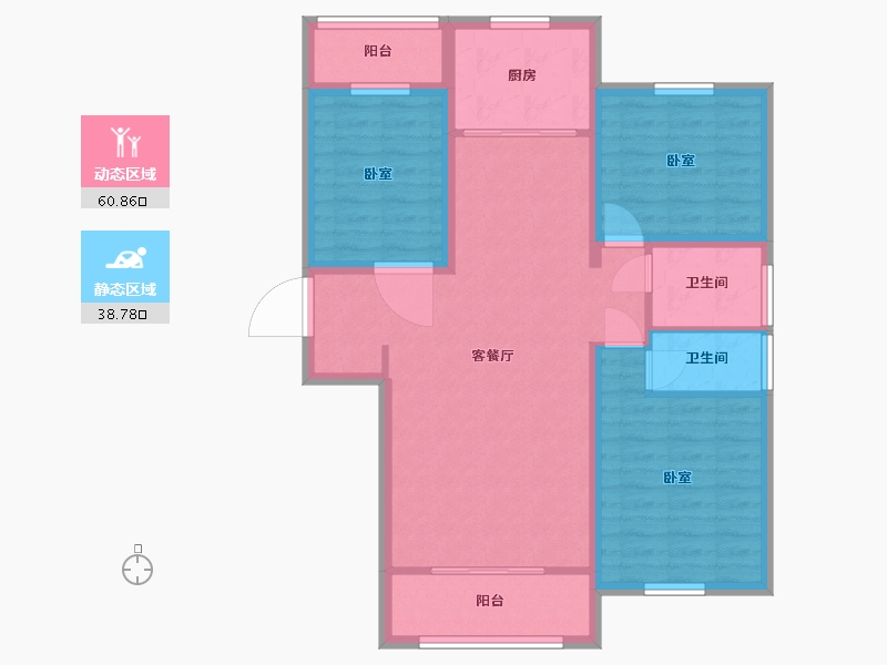 宁夏回族自治区-银川市-吉泰泰安世家-89.00-户型库-动静分区