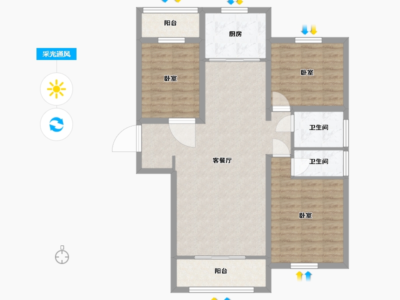 宁夏回族自治区-银川市-吉泰泰安世家-89.00-户型库-采光通风