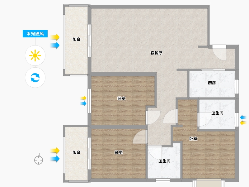 浙江省-温州市-金色小镇-111.54-户型库-采光通风