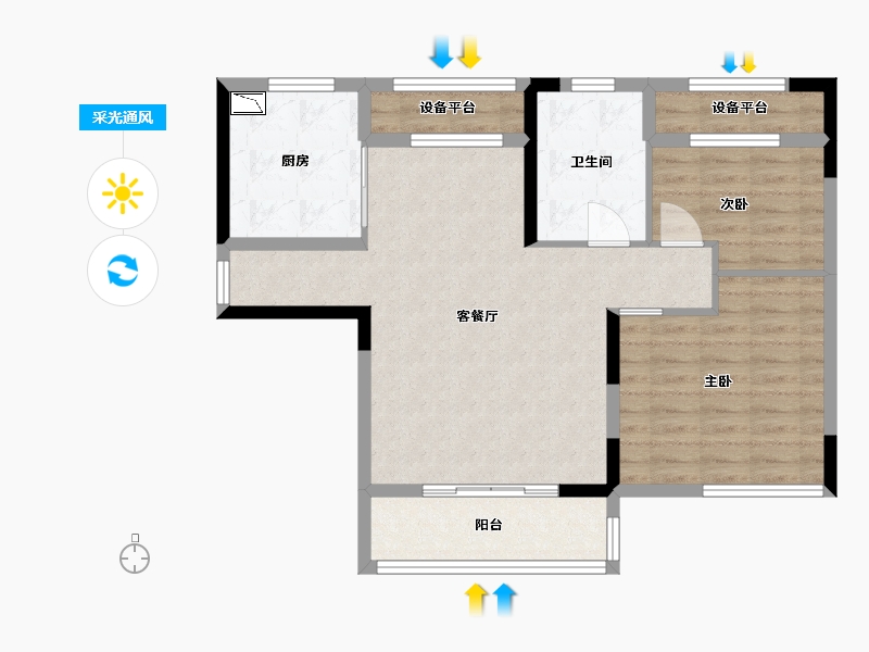 江苏省-淮安市-新玖城君悦澜湾-80.05-户型库-采光通风