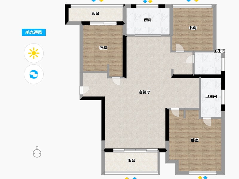 浙江省-温州市-中梁滨水嘉苑-97.99-户型库-采光通风