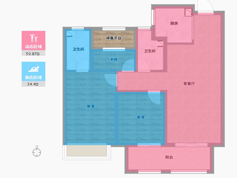 浙江省-金华市-中天东方诚品-78.00-户型库-动静分区