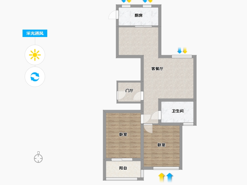 浙江省-杭州市-临平芳满庭-72.88-户型库-采光通风