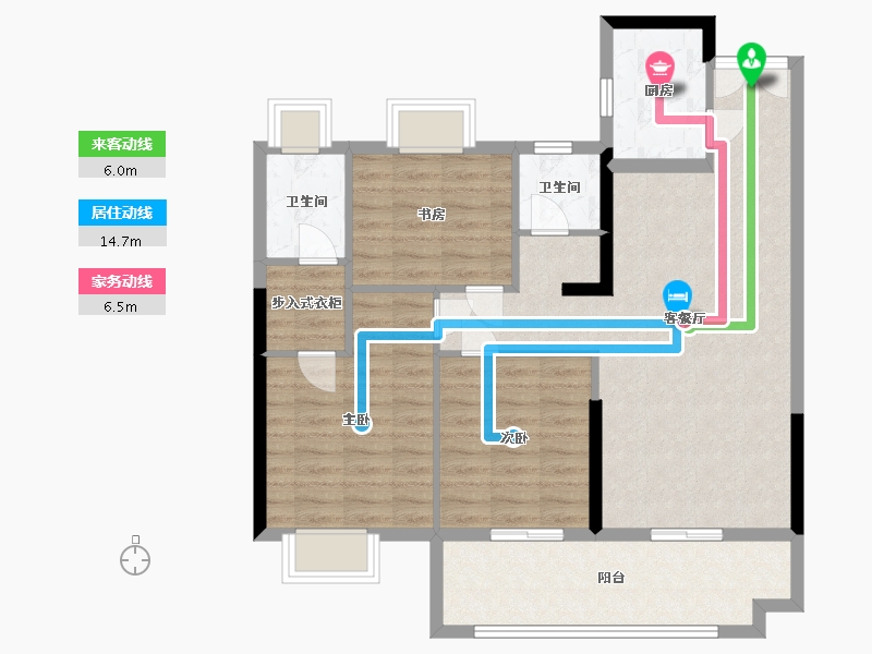 江苏省-南通市-沪润金域蓝湾-93.00-户型库-动静线