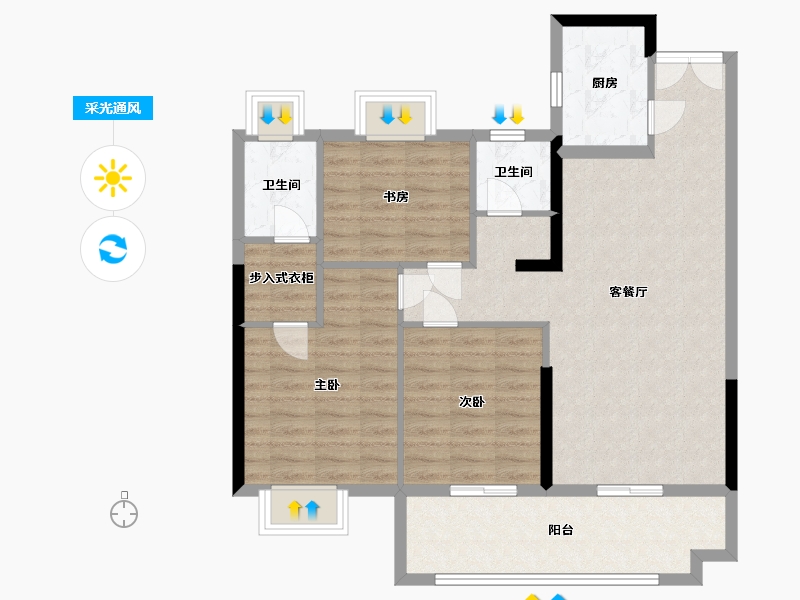 江苏省-南通市-沪润金域蓝湾-93.00-户型库-采光通风