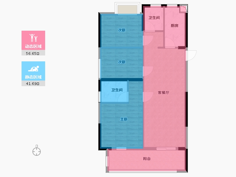 福建省-宁德市-金禾·五福雅居-88.60-户型库-动静分区