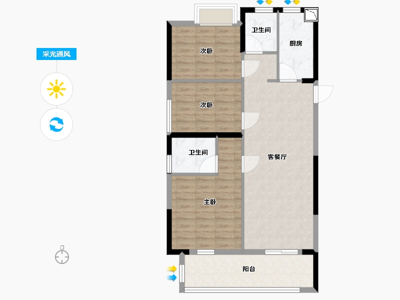 福建省-宁德市-金禾·五福雅居-88.60-户型库-采光通风