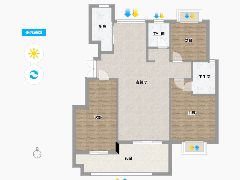 江苏省-南通市-沪润金域蓝湾-104.00-户型库-采光通风