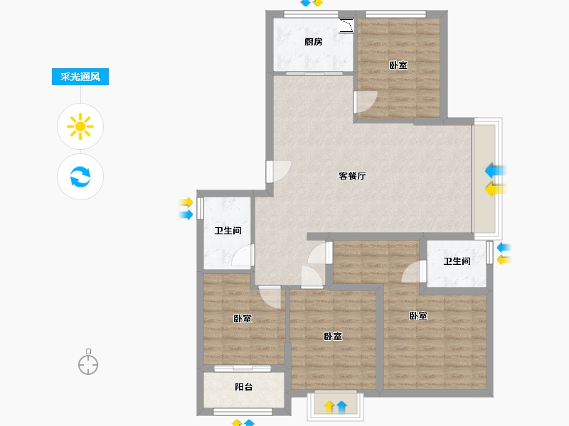 浙江省-湖州市-未来府-102.00-户型库-采光通风