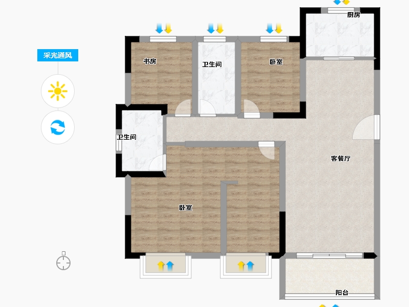 浙江省-湖州市-宝龙世家-97.99-户型库-采光通风