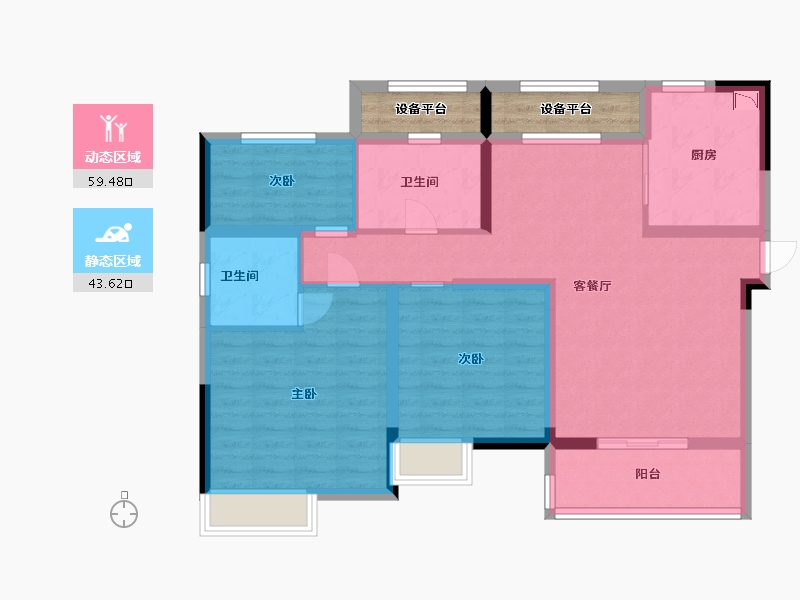 江苏省-淮安市-新玖城君悦澜湾-97.60-户型库-动静分区