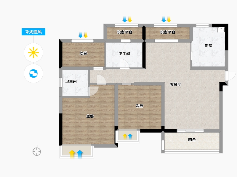 江苏省-淮安市-新玖城君悦澜湾-97.60-户型库-采光通风