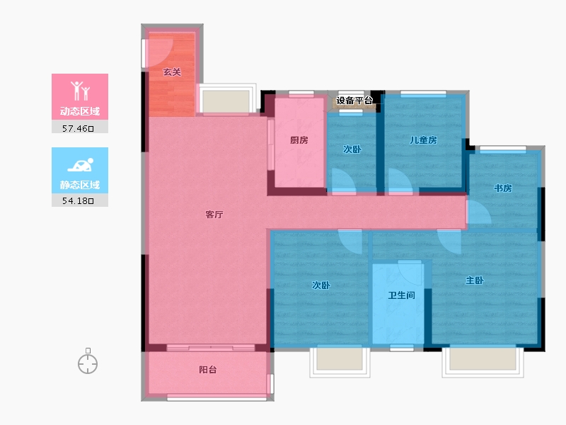 福建省-福州市-中海观澜府-100.32-户型库-动静分区