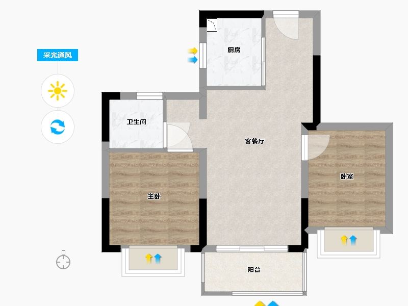 浙江省-宁波市-百骏中心-56.00-户型库-采光通风