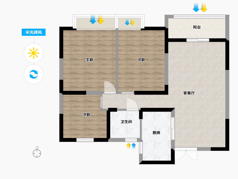 江苏省-淮安市-中环时代-87.20-户型库-采光通风