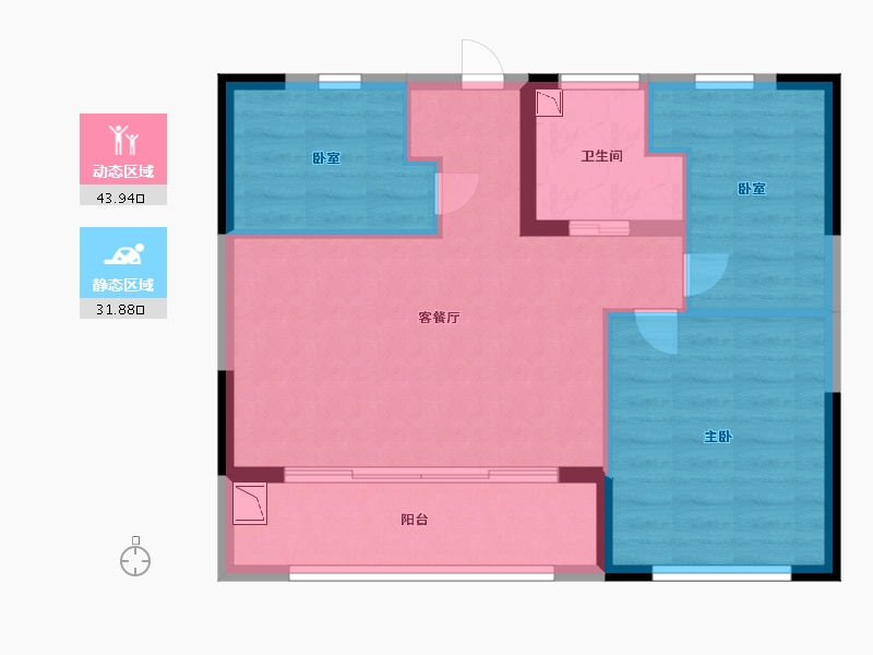 浙江省-宁波市-大安风华-68.00-户型库-动静分区