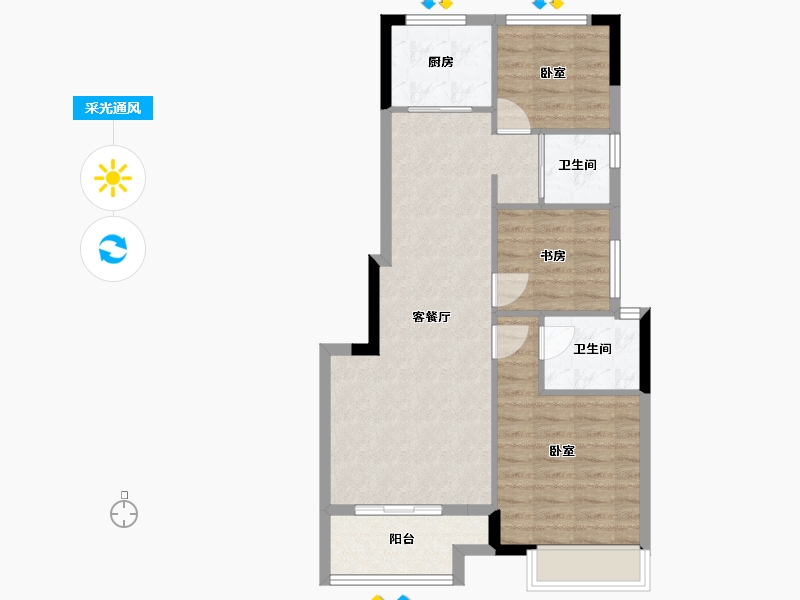 浙江省-嘉兴市-鸿翔紫藤里-71.00-户型库-采光通风