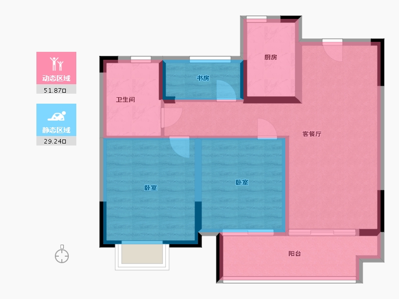 浙江省-宁波市-绿地·悦山府-72.00-户型库-动静分区