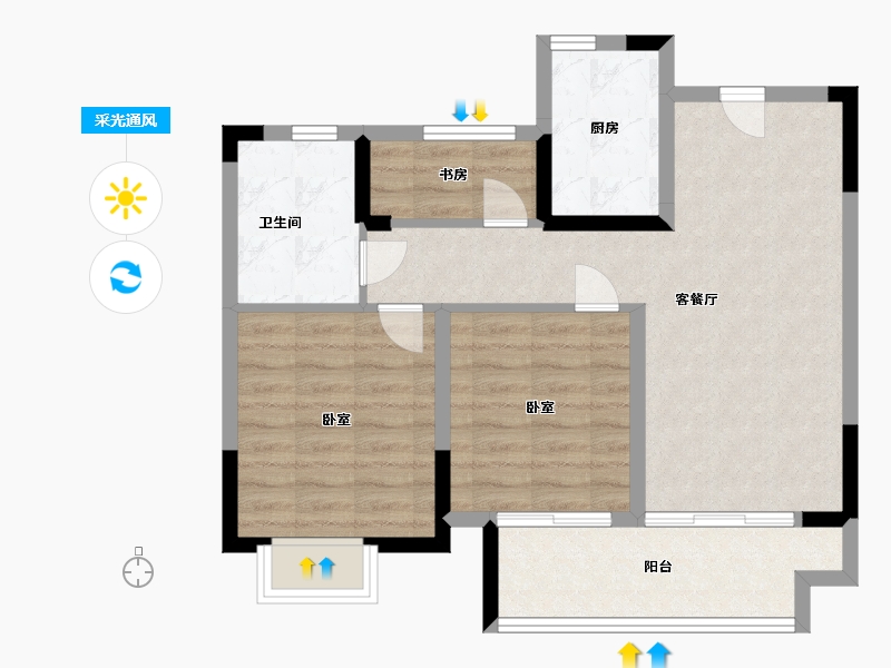 浙江省-宁波市-绿地·悦山府-72.00-户型库-采光通风