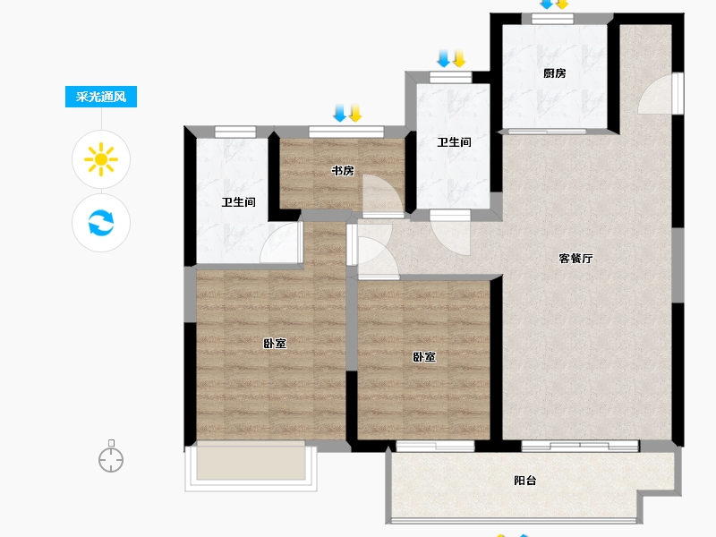 浙江省-宁波市-绿地·悦山府-82.00-户型库-采光通风