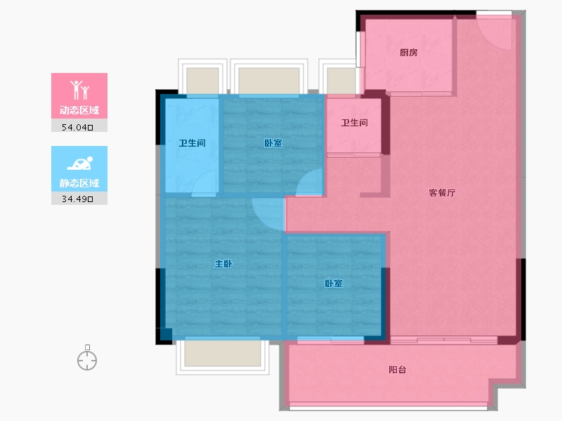 福建省-莆田市-碧桂园·天城-79.70-户型库-动静分区