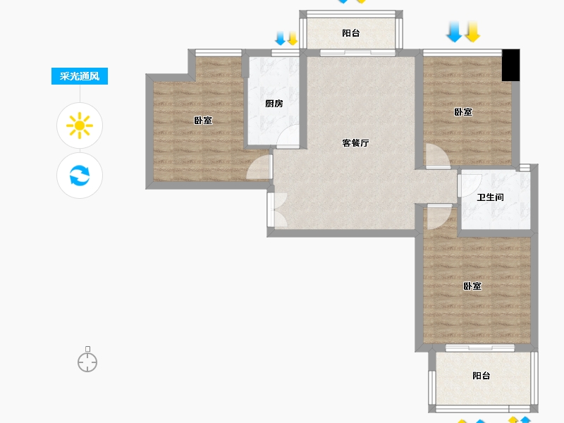 安徽省-合肥市-中街水晶城-81.00-户型库-采光通风