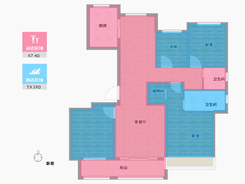 浙江省-金华市-中天东方诚品-114.00-户型库-动静分区