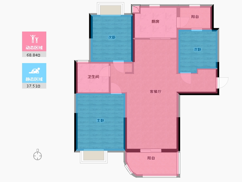 福建省-宁德市-宁德碧桂园天悦湾-95.19-户型库-动静分区