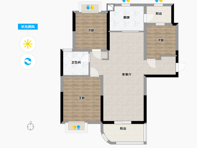 福建省-宁德市-宁德碧桂园天悦湾-95.19-户型库-采光通风