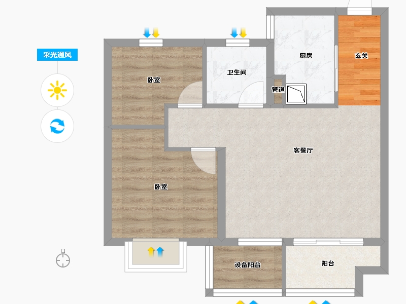 浙江省-湖州市-海湾新城-59.58-户型库-采光通风